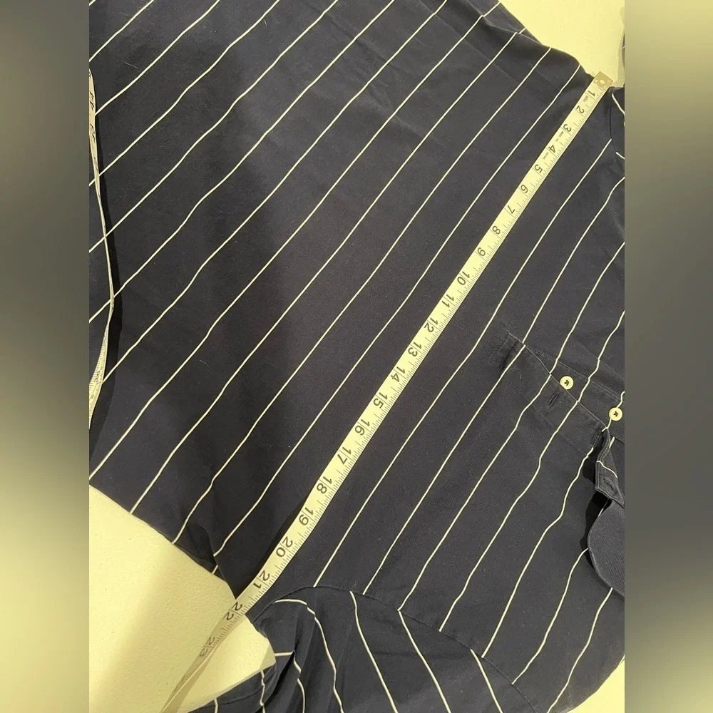 Ralph Lauren Polo Golf Men Sz M Polo Shirt Navy Blue Striped 100% Pima Cotton
